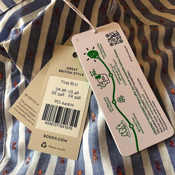 BODEN Embroidered Relaxed Metallic Striped Shirt - Picture 13 of 14